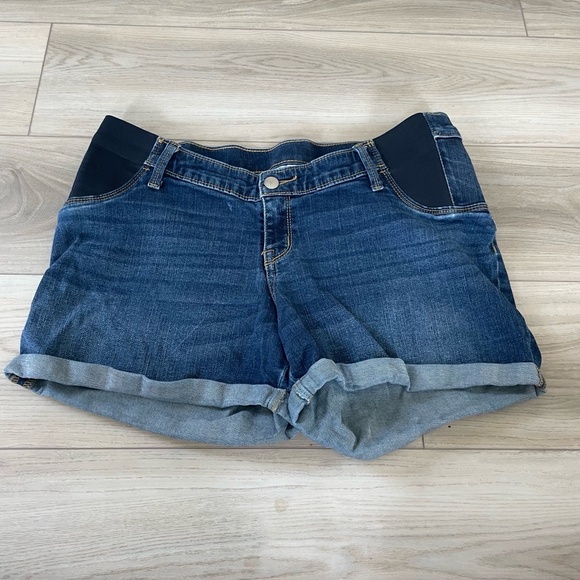 Liz Lange Pants - Liz Lange Maternity Denim Folded Cuffs Elastic Sides Jean Shorts Size Medium